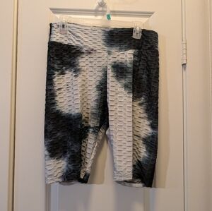 Black/Blue/Gray Waffle Booty Plus Longer Active Shorts